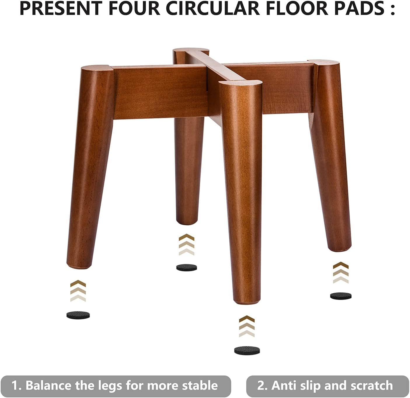 Mid-Century Modern Indoor Plant Stand - Flower Holder Home Decor in Brown (Plants and Pots Not Included)