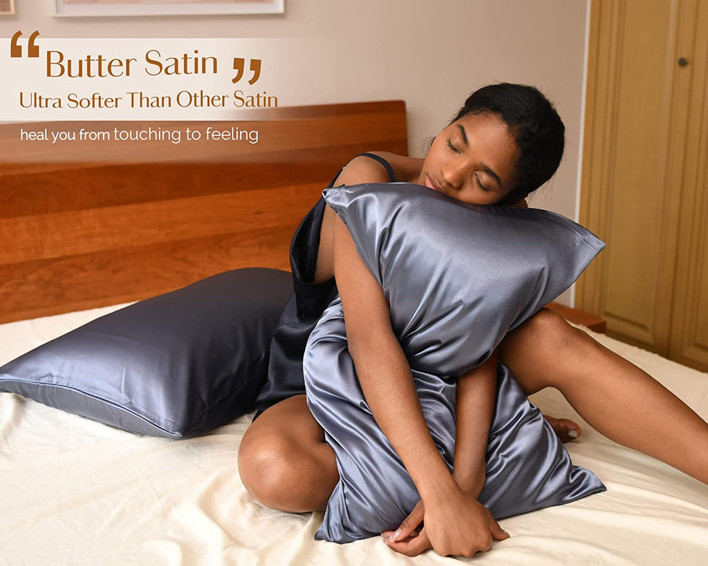 Luxury Satin Pillowcase Set of 2 with Zipper for Hair and Skin Care - Standard, Queen, King Sizes - Elegant Packaging for Both Women and Men