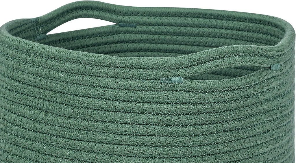 Storage Cubes Baskets Organizer - 11x11x11 Inches, Compatible with 12x12 Inch Cube Storage Organizer, Durable Woven Cotton - Set of 3 Green Bins for Organizing