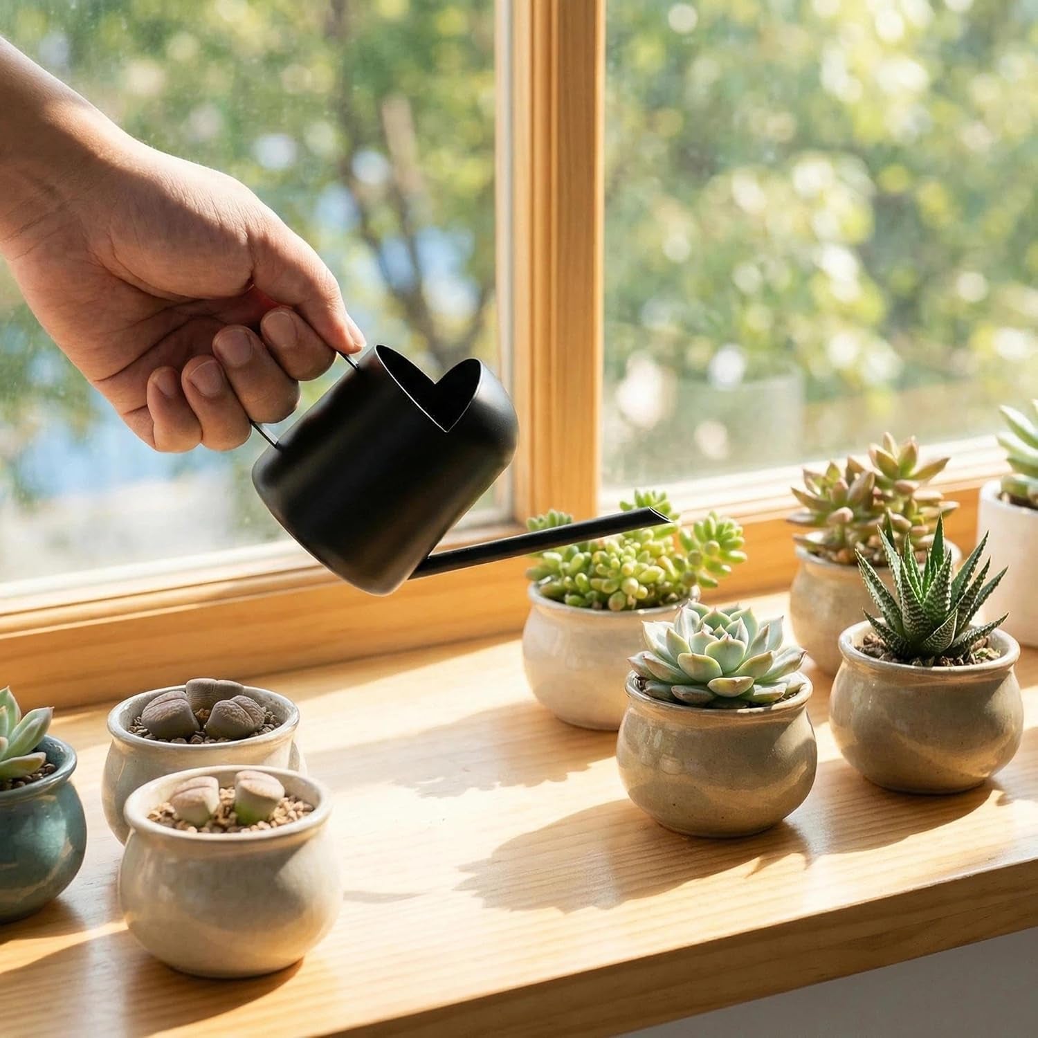 Stainless Steel Mini Watering Can for Indoor Plants - 11 oz (300 ml) Capacity