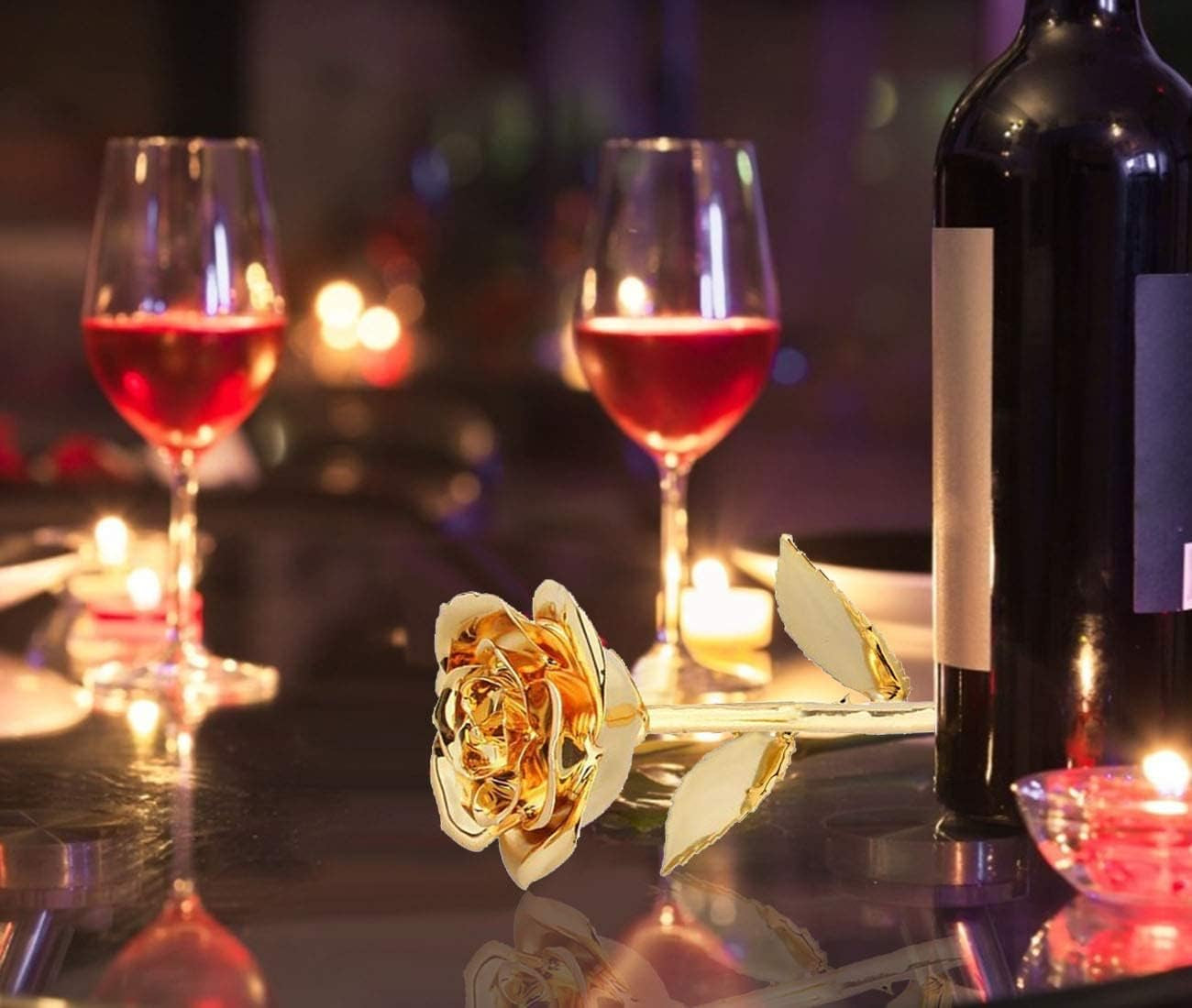 24K Gold-Plated Preserved Rose - Timeless Gift for Anniversaries & Special Occasions for Her (Gold)