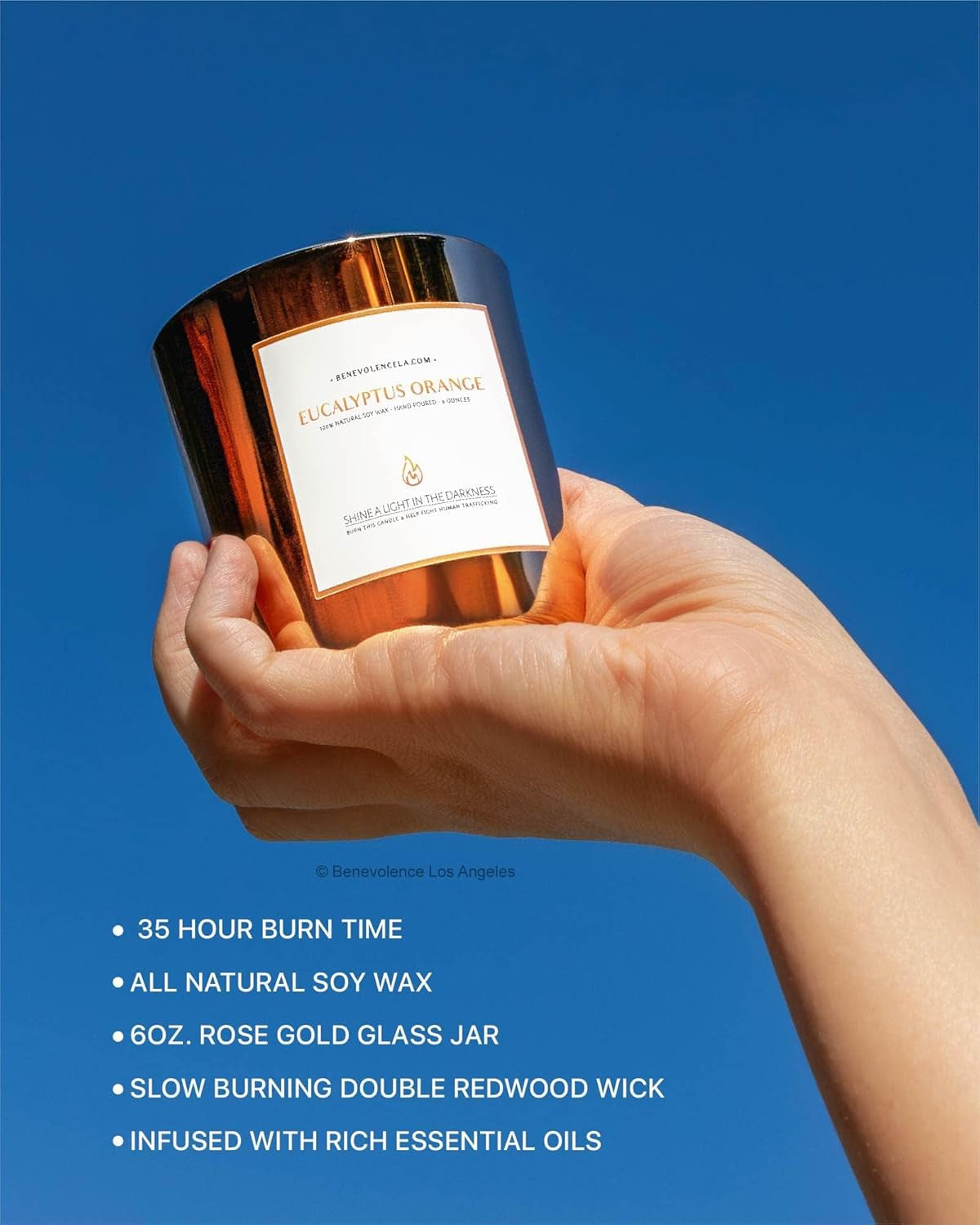 Premium Eucalyptus Orange Scented Candle – Long-Lasting, 45-Hour Burn – Luxury Natural Soy Wood Wick Candle for Home – Aromatherapy & Room Decor – 8Oz