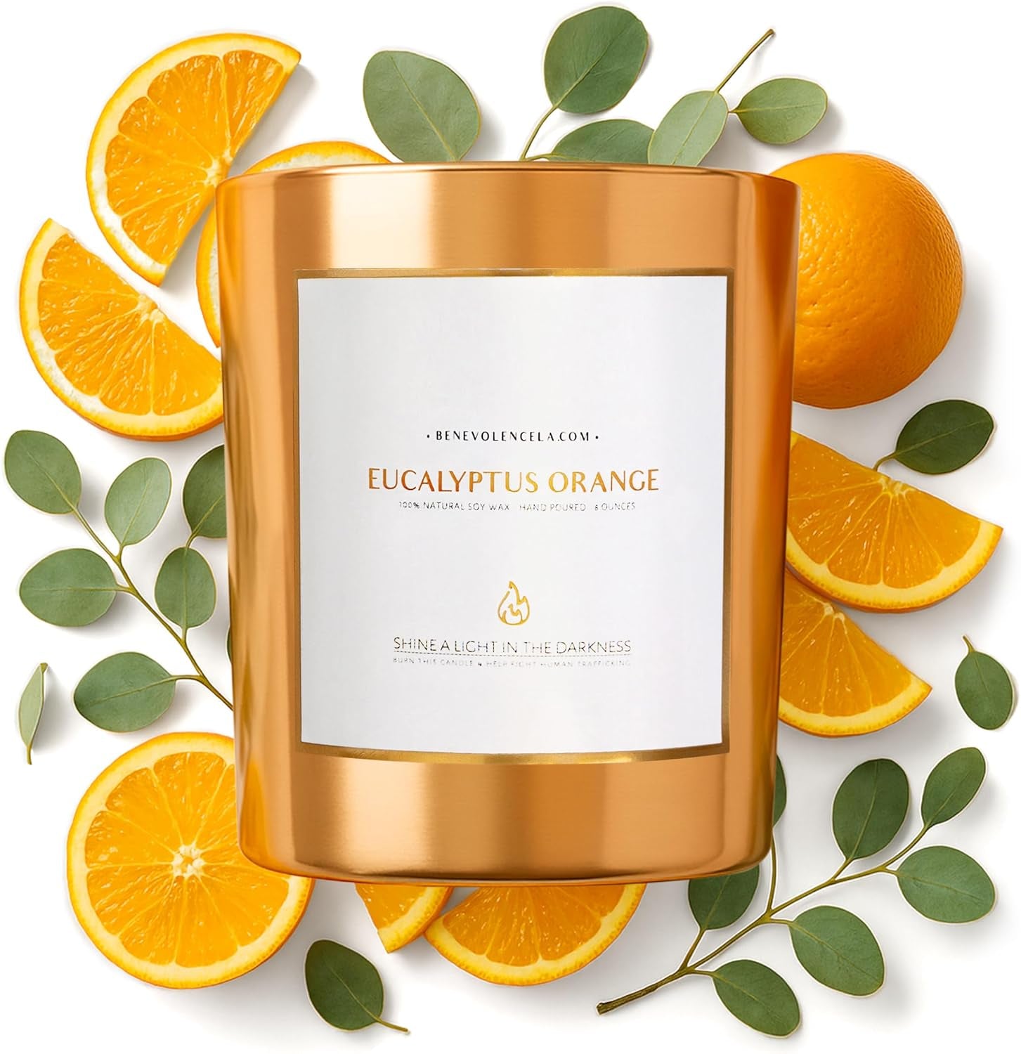 Premium Eucalyptus Orange Scented Candle – Long-Lasting, 45-Hour Burn – Luxury Natural Soy Wood Wick Candle for Home – Aromatherapy & Room Decor – 8Oz