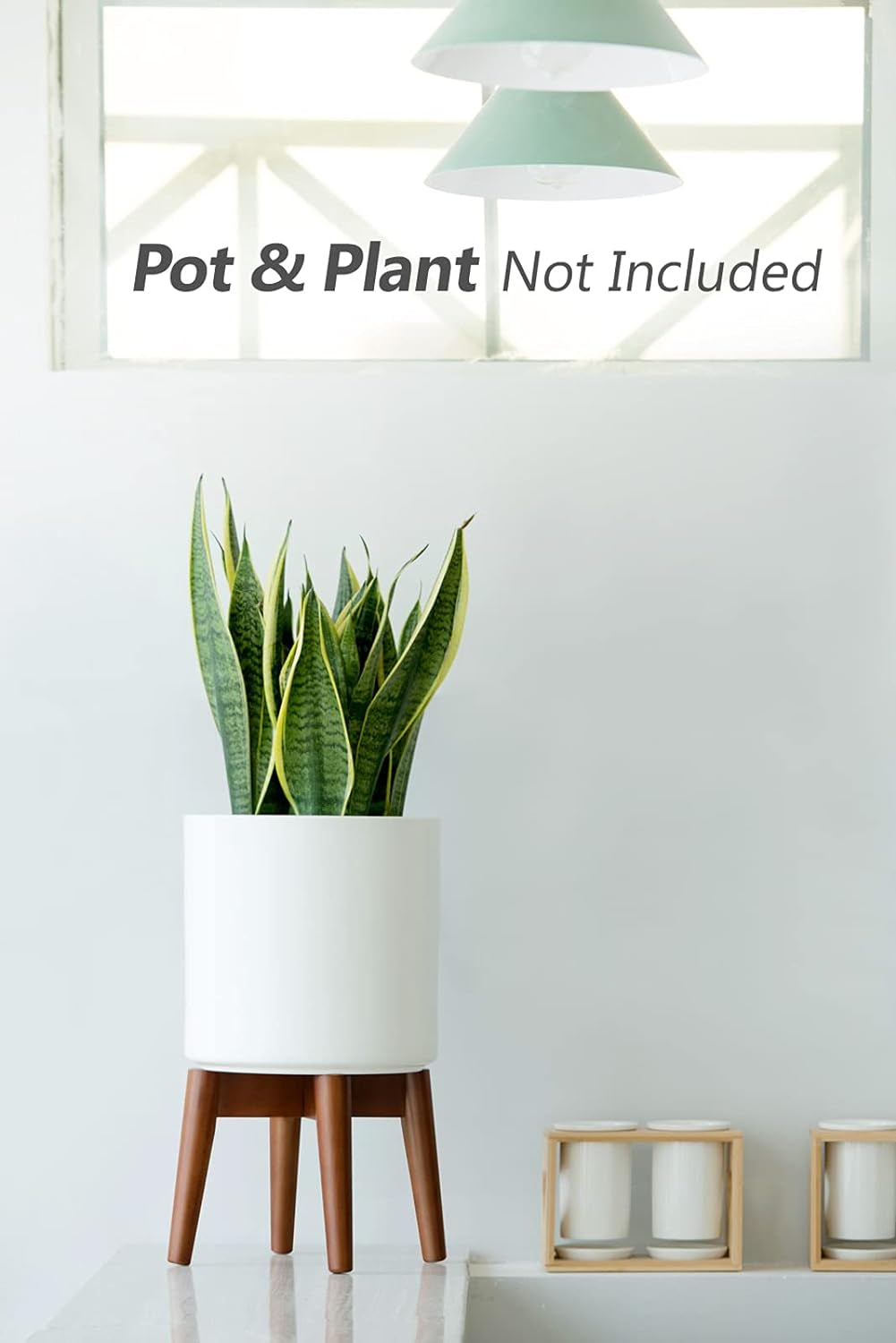 Mid-Century Modern Indoor Plant Stand - Flower Holder Home Decor in Brown (Plants and Pots Not Included)